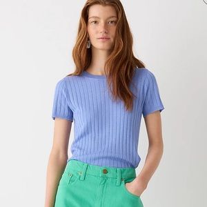 J.Crew Silk Cashmere Ribbed Cropped Tee XS